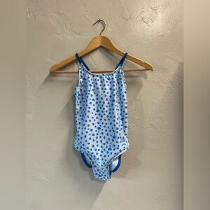 Cat & Jack Girl’s Blue One-Piece Swimsuit Medium (8) Plus NWT Crisscross Back